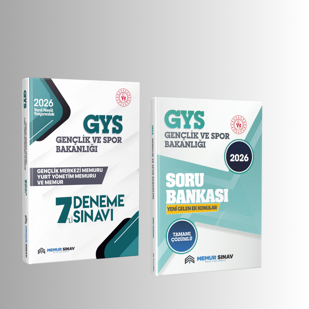 GSB GENÇLİK MERKEZİ MEMURU/YURT YÖNETİM MEMURU/MEMUR 7'Lİ DENEME + YENİ KONULAR SORU BANKASI