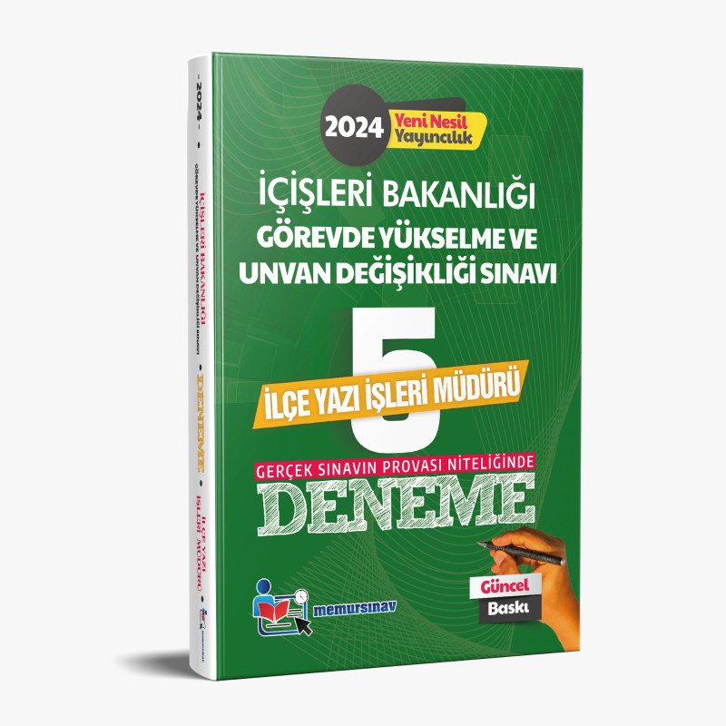 2024 İÇİŞLERİ BAKANLIĞI GYS VE ÜNVAN DEĞİŞİKLİĞİ İLÇE YAZI İŞLERİ MÜDÜRÜ 5'Lİ DENEME
