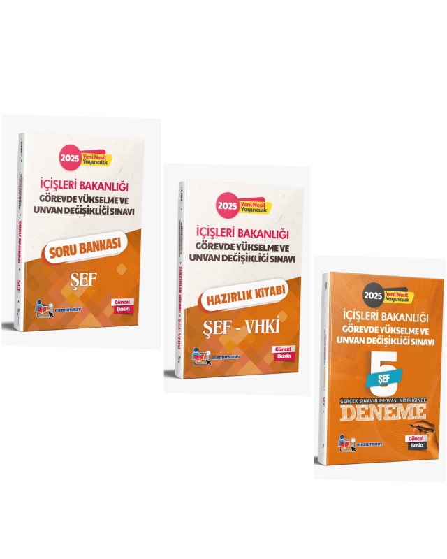 2025 İÇİŞLERİ BAKANLIĞI GYS VE ÜNVAN DEĞİŞİKLİĞİ ŞEF 3'LÜ SET (VHKİ Konu Anlatım - Soru Bankası - Deneme)