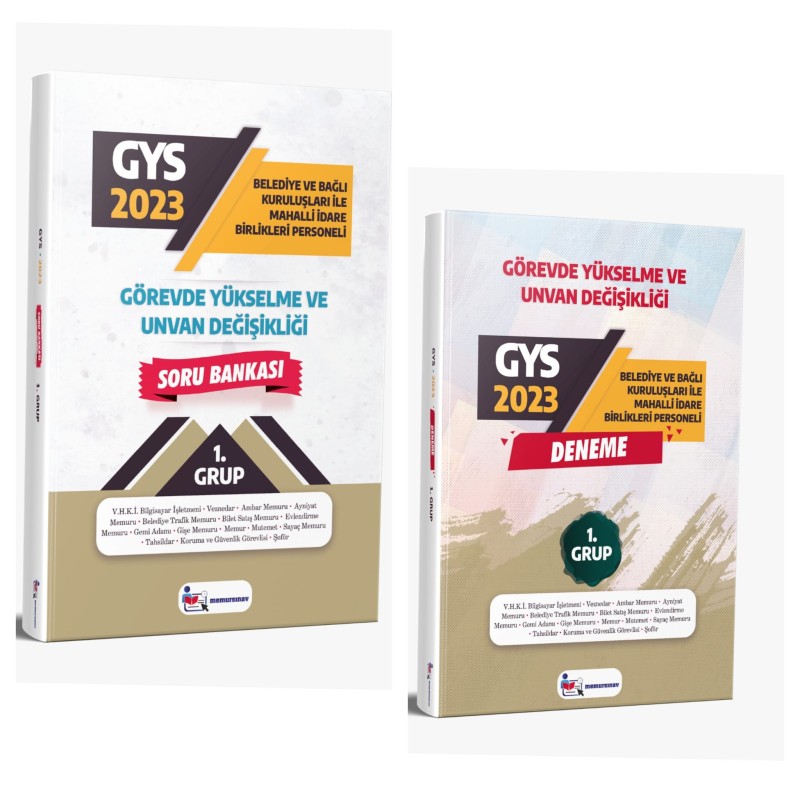 2023 Yerel Yönetimler 1. Grup 2'li SET GYS Soru Bankası ve Deneme Seti (V.H.K.İ. Bilgisayar işletmeni, Veznedar, Anbar Memuru, Ayniyat Memuru, Belediye Trafik Memuru, Bilet Satış Memuru, Evlendirme Me