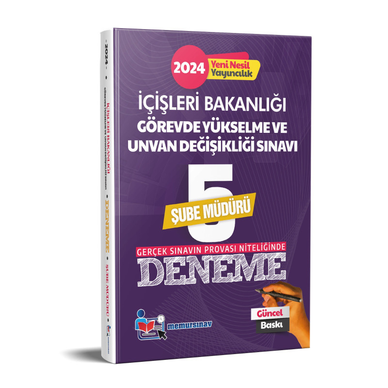 2024 İÇİŞLERİ BAKANLIĞI GYS VE ÜNVAN DEĞİŞİKLİĞİ ŞUBE MÜDÜRÜ 5'Lİ DENEME