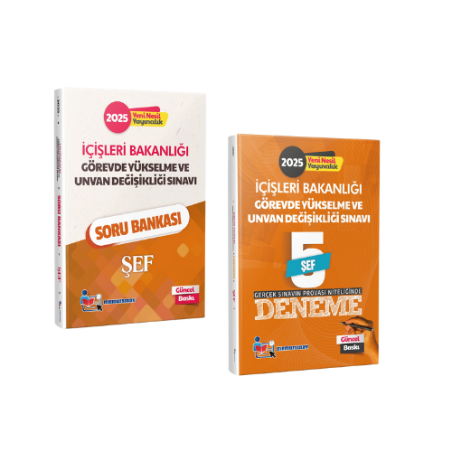 2025 İÇİŞLERİ BAKANLIĞI GYS VE ÜNVAN DEĞİŞİKLİĞİ ŞEF 2'Lİ SET( SORU BANKASI + 5'Lİ DENEME)