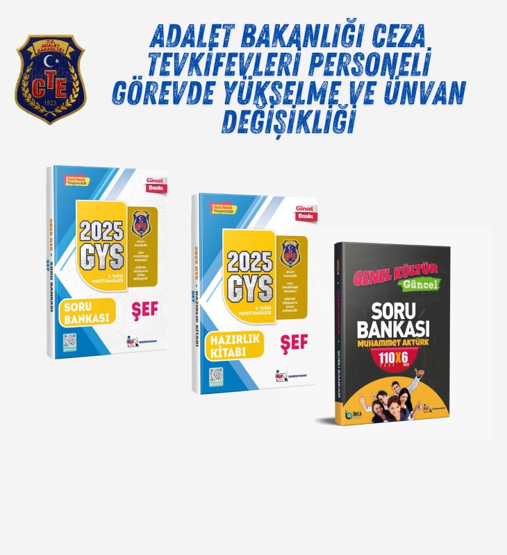 2025 CTE GYS ŞEF HAZIRLIK KİTABI + SORU BANKASI 3'LÜ SET (GÜNCEL SORU BANKASI)