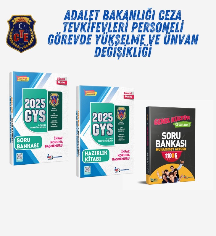 2025 CTE GYS İNFAZ KORUMA BAŞMEMURU HAZIRLIK KİTABI + SORU BANKASI 3'LÜ SET (GÜNCEL SORU BANKASI)